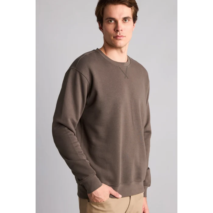 Defacto E8339AXKH534 Haki Pamuklu Regular Fit Basic Sweatshirt