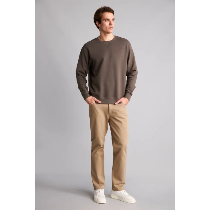 Defacto E8339AXKH534 Haki Pamuklu Regular Fit Basic Sweatshirt