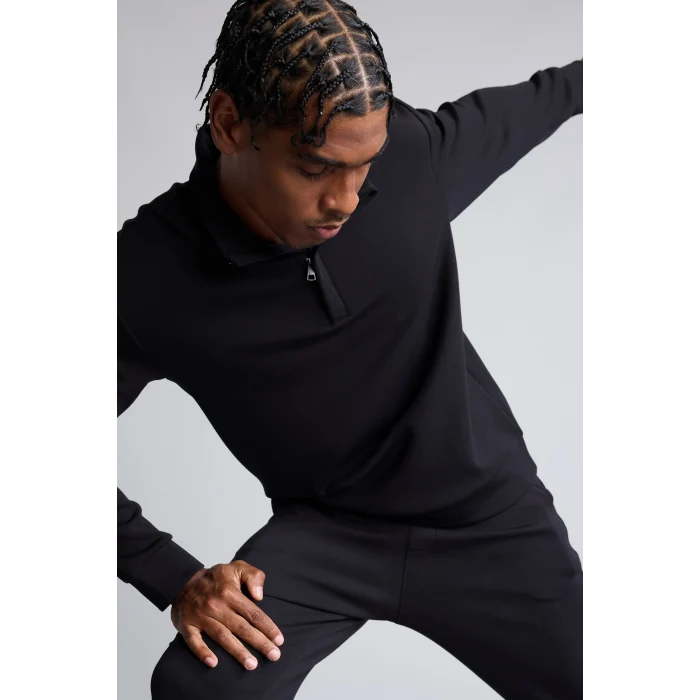 Defacto E9772AXBK81 Siyah Ultra Yumuşak Standart Fıt Dik Yaka Modal Sporcu Basic Sweatshirt