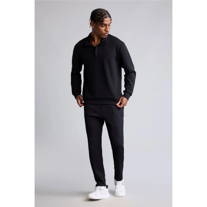 Defacto E9772AXBK81 Siyah Ultra Yumuşak Standart Fıt Dik Yaka Modal Sporcu Basic Sweatshirt