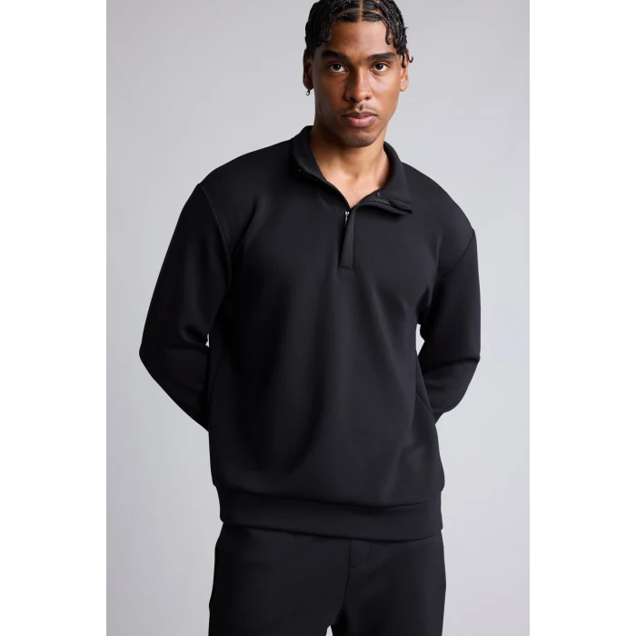 Defacto E9772AXBK81 Siyah Ultra Yumuşak Standart Fıt Dik Yaka Modal Sporcu Basic Sweatshirt