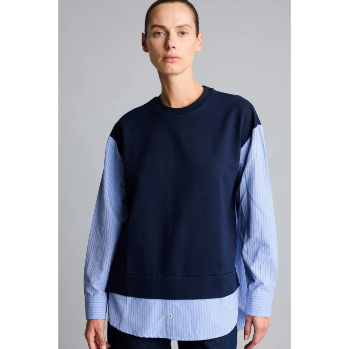Defacto G9278AXNV251 Lacivert Regular Fıt Bisiklet Yaka Sweatshirt Tunik