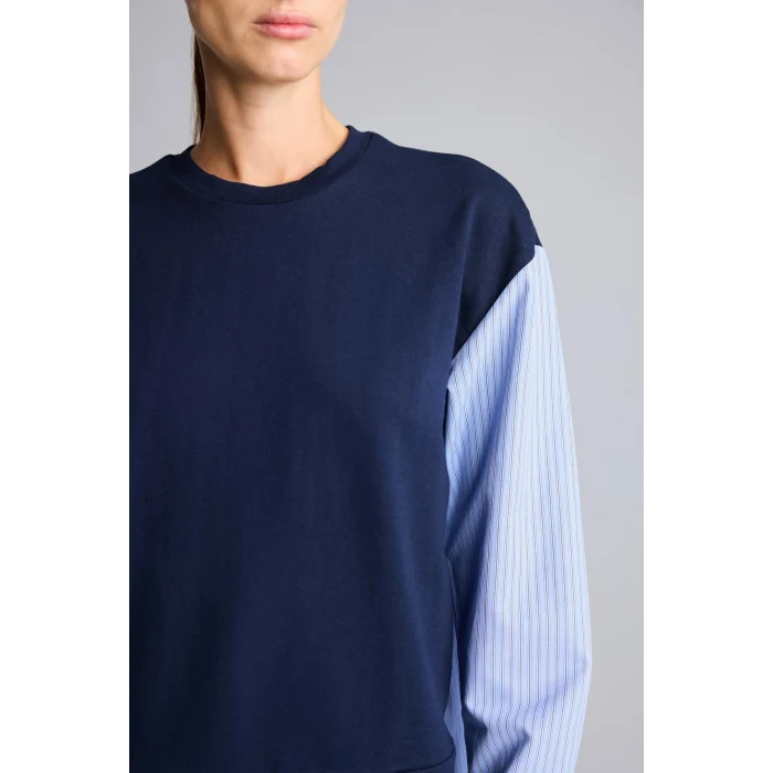 Defacto G9278AXNV251 Lacivert Regular Fıt Bisiklet Yaka Sweatshirt Tunik