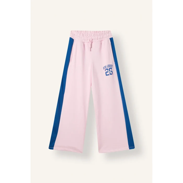 Defacto I7533A8PN633 Pembe Yan Şeritli Kolej Baskılı Wide Leg Eşofman Altı Kız Çocuk