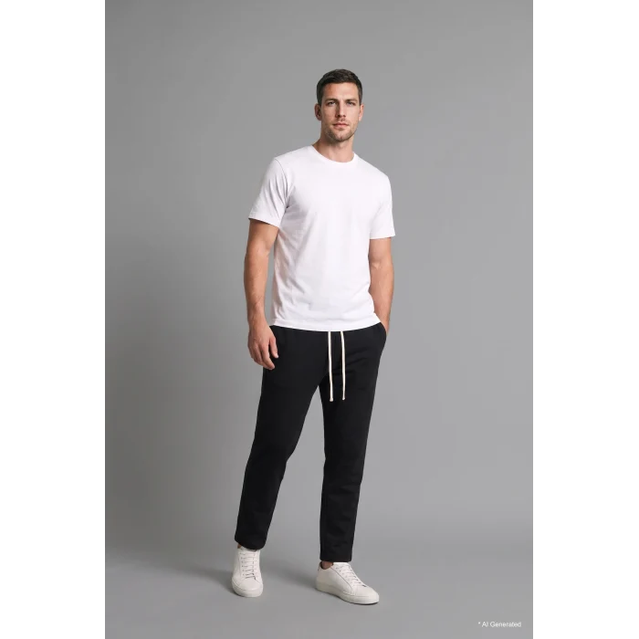 Defacto F0309AXBK81 Siyah Regular Fit Beli Bağcıklı Düz Paça Cepli Eşofman Altı