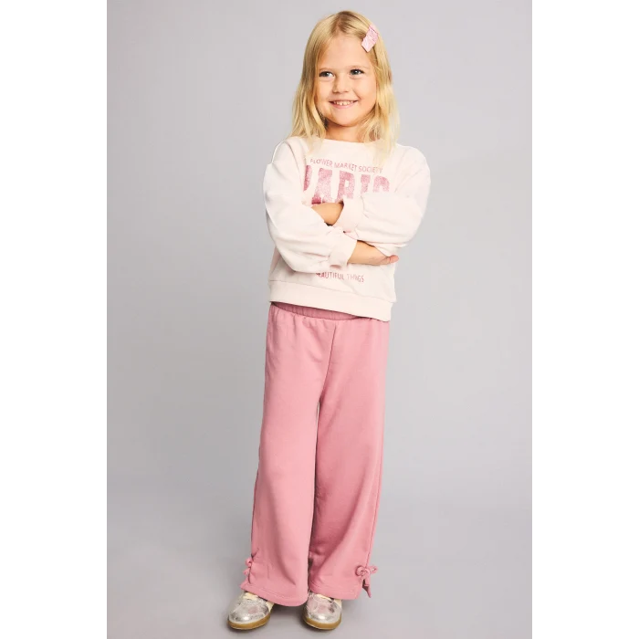 Defacto I7733A5PN67 Pembe 2li Takım Baskılı Sweatshirt Eşofman Altı Kız Bebek