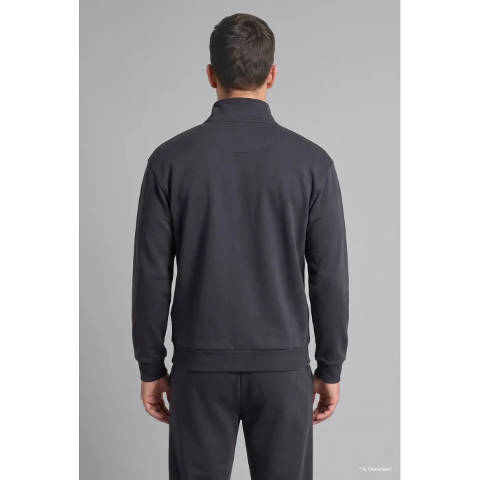 Defacto X7405AZAR9 Antrasit Regular Fit Dik Yaka Yarım Fermuarlı Basic Sweatshirt