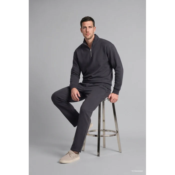 Defacto X7405AZAR9 Antrasit Regular Fit Dik Yaka Yarım Fermuarlı Basic Sweatshirt