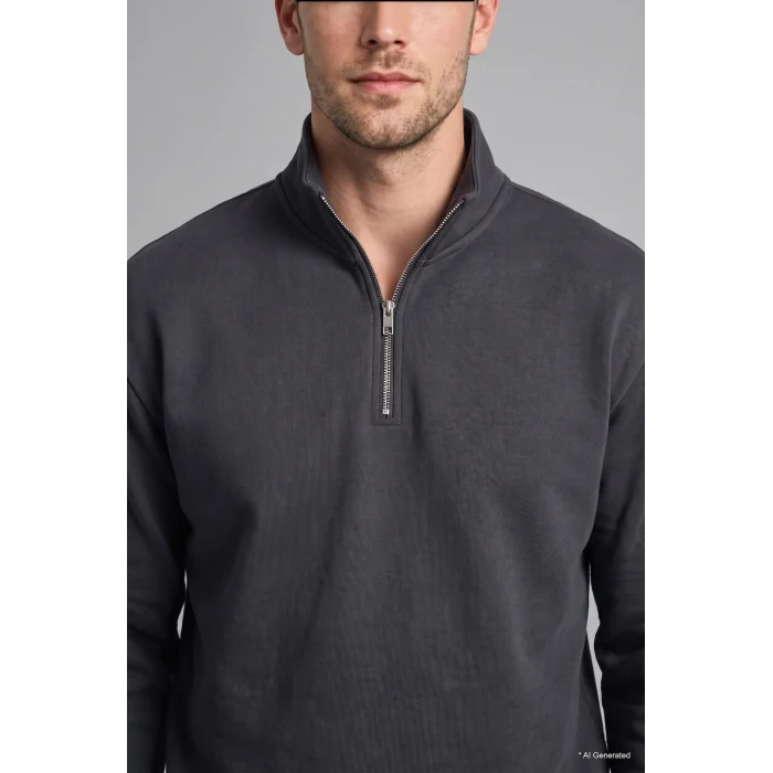 Defacto X7405AZAR9 Antrasit Regular Fit Dik Yaka Yarım Fermuarlı Basic Sweatshirt