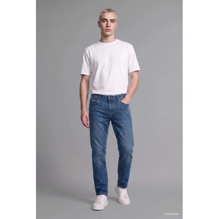Defacto G2718AXNM28 Mavi Sergio Regular Fıt Normal Bel Boru Paça Jean Pantolon