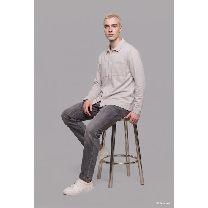 Defacto H6548AXGR293 Gri Regular Fit Çift Cepli Gömlek Ceket