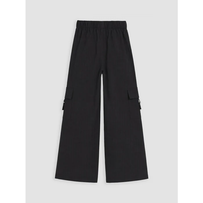 LCW Kids Siyah Kız Çocuk Gabardin Kargo Pantolon