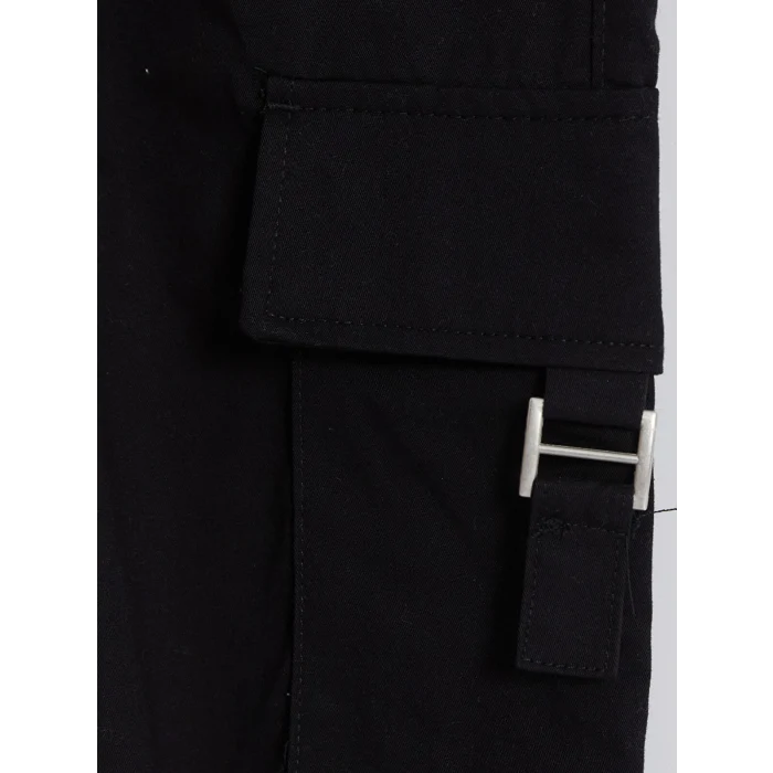 LCW Kids Siyah Kız Çocuk Gabardin Kargo Pantolon