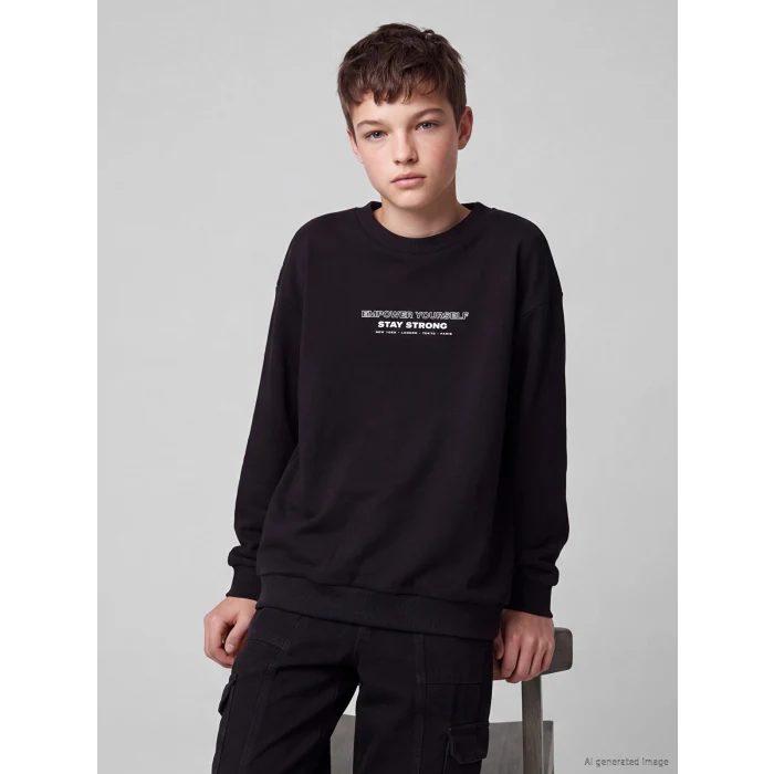 LCW Kids Siyah Bisiklet Yaka Erkek Çocuk Tişört
