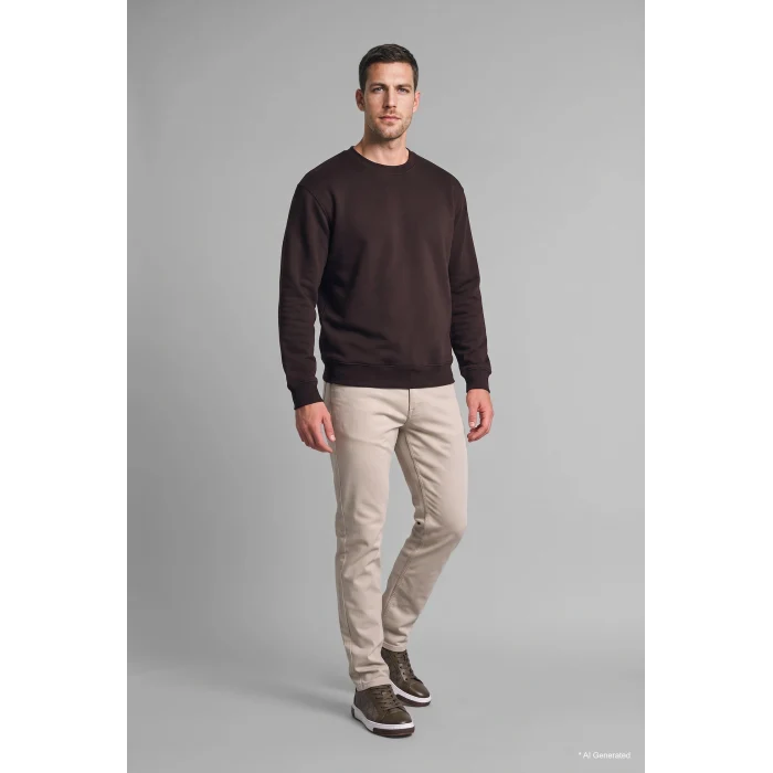 Defacto H5180AXBN337 Kahve Regular Fıt Bisiklet Yaka Basic Sweatshırt