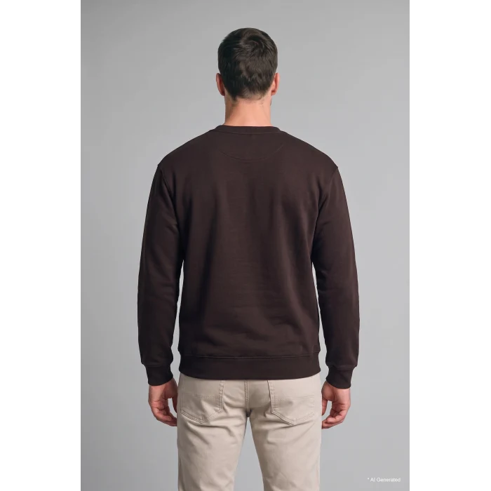 Defacto H5180AXBN337 Kahve Regular Fıt Bisiklet Yaka Basic Sweatshırt