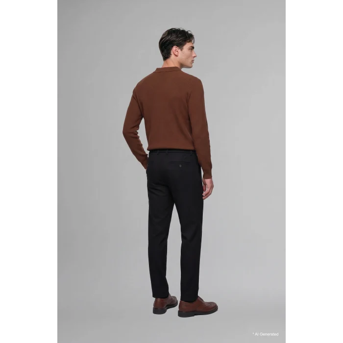 Defacto H1270AXBK27 Siyah Regular Fit Beli Lastikli Düz Paça Pantolon