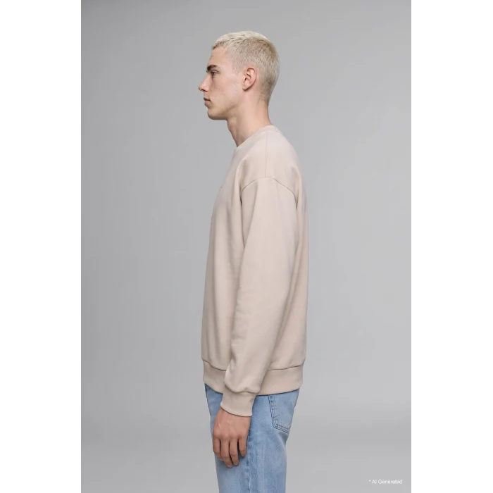Defacto X8282AZGR169 Gri Boxy Fit Uzun Kollu Pamuklu Bisiklet Yaka İçi Yumuşak Tüylü Baskılı Sweatshirt