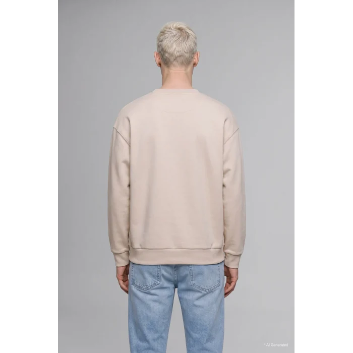 Defacto X8282AZGR169 Gri Boxy Fit Uzun Kollu Pamuklu Bisiklet Yaka İçi Yumuşak Tüylü Baskılı Sweatshirt