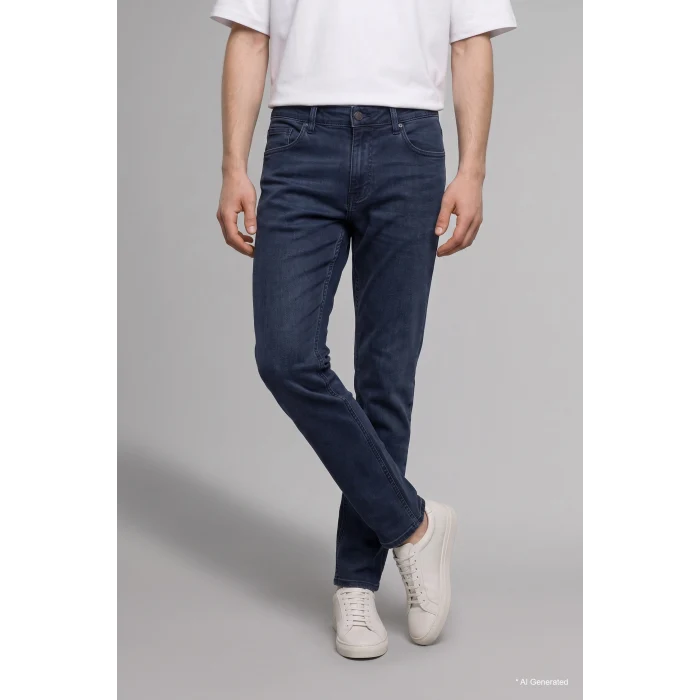 Defacto H5831AXNM34 Mavi Sergio Regular Fıt Normal Bel Boru Paça Jean Pantolon