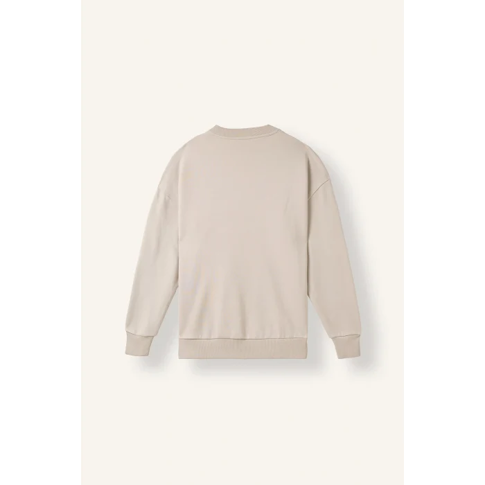 Defacto X8282AZGR169 Gri Boxy Fit Uzun Kollu Pamuklu Bisiklet Yaka İçi Yumuşak Tüylü Baskılı Sweatshirt