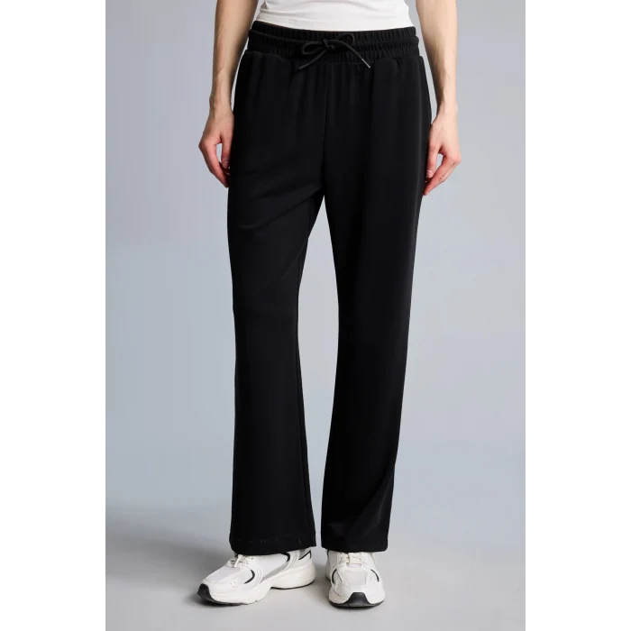 Defacto H7169AXBK81 Siyah Straight Fit Beli Bağcıklı Standart Paça Modal Sporcu Eşofman Altı