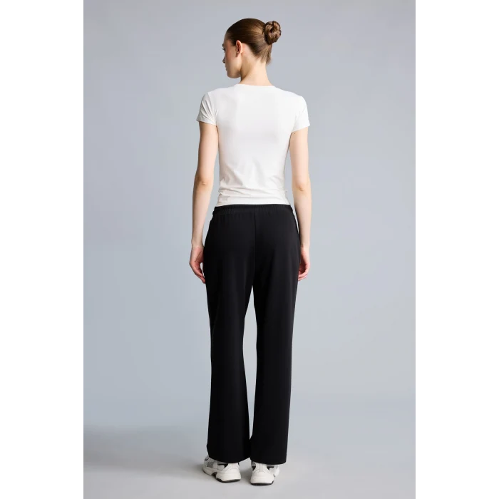 Defacto H7169AXBK81 Siyah Straight Fit Beli Bağcıklı Standart Paça Modal Sporcu Eşofman Altı