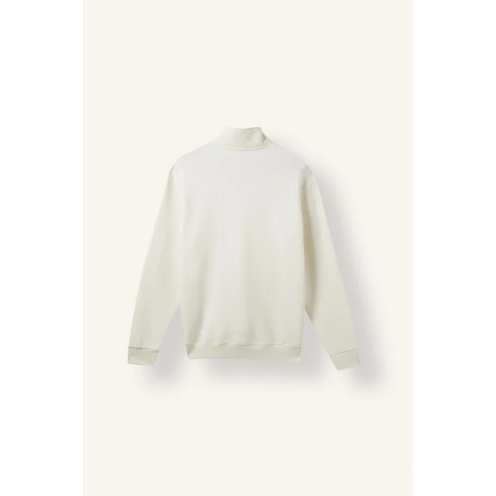 Defacto X7405AZER105 Ekru Regular Fit Dik Yaka Yarım Fermuarlı Basic Sweatshirt