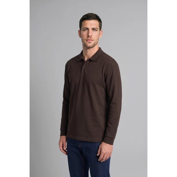 Defacto I2734AXBN338 Kahve Regular Fit Düğmeli Polo Yaka Basic Sweatshirt