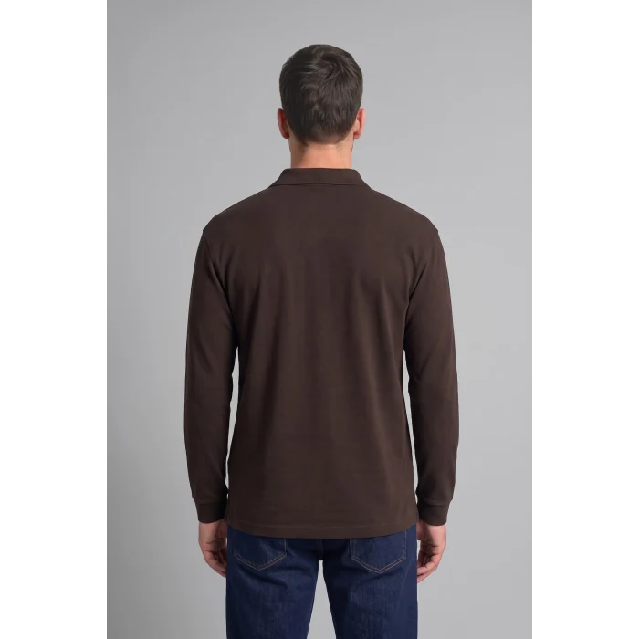Defacto I2734AXBN338 Kahve Regular Fit Düğmeli Polo Yaka Basic Sweatshirt