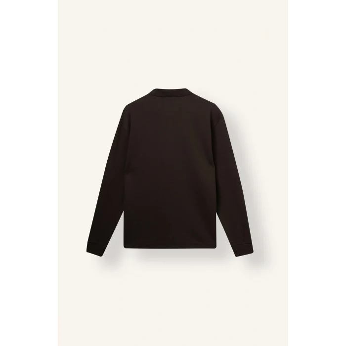 Defacto I2734AXBN338 Kahve Regular Fit Düğmeli Polo Yaka Basic Sweatshirt