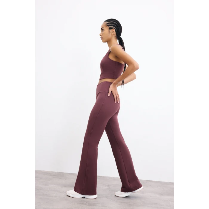 Defacto C9192AXBR93 Bordo Esnek Kumaş Aırtech Flare Fit Yüksek Bel Beli Saran Sporcu Pantolon