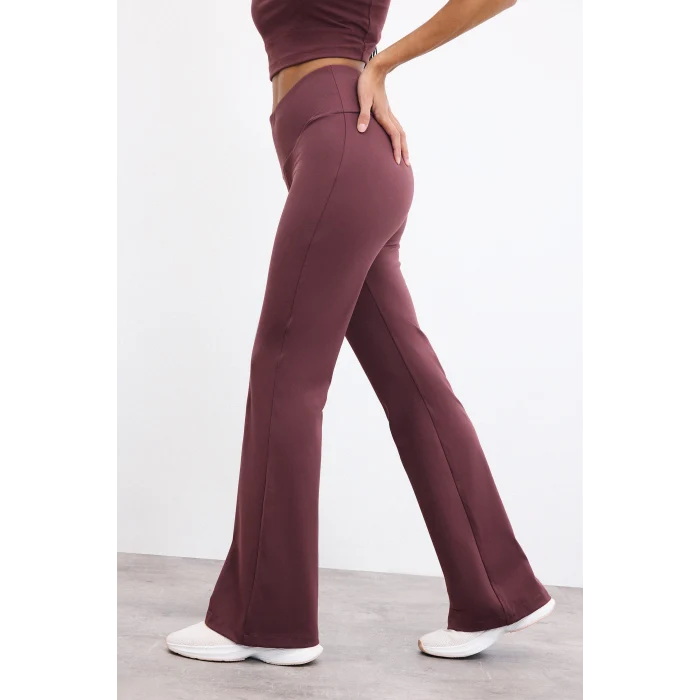 Defacto C9192AXBR93 Bordo Esnek Kumaş Aırtech Flare Fit Yüksek Bel Beli Saran Sporcu Pantolon