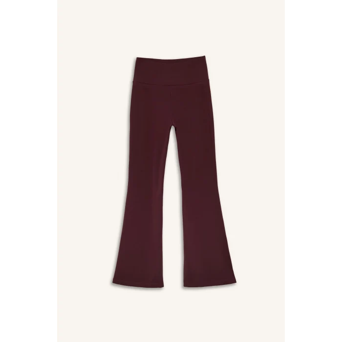 Defacto C9192AXBR93 Bordo Esnek Kumaş Aırtech Flare Fit Yüksek Bel Beli Saran Sporcu Pantolon