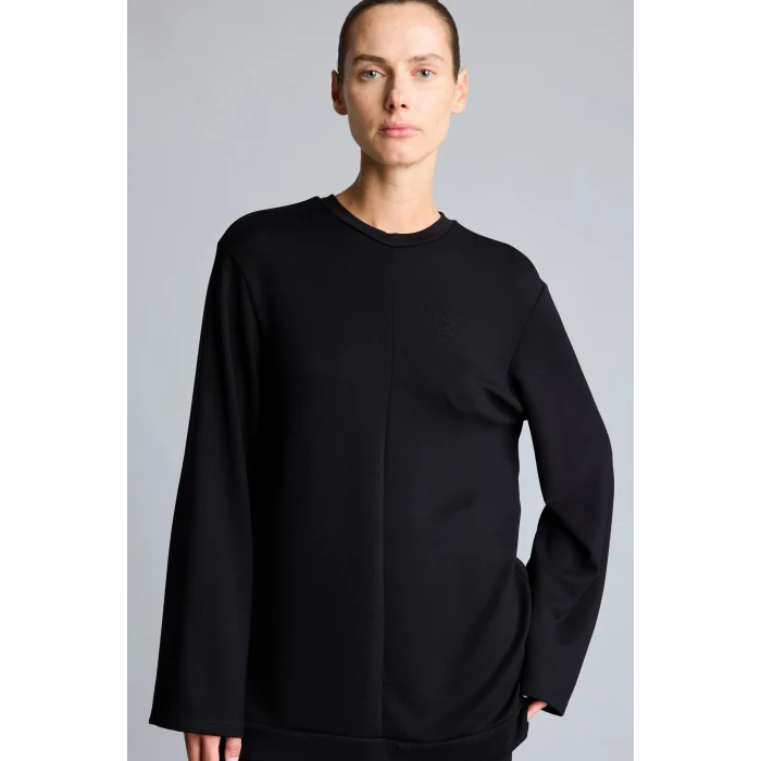 Defacto I4194AXBK81 Siyah Regular Fit Bisiklet Yaka Önü Dikiş Detaylı Uzun Kollu Tunik Basic Sweatshirt