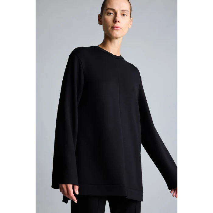 Defacto I4194AXBK81 Siyah Regular Fit Bisiklet Yaka Önü Dikiş Detaylı Uzun Kollu Tunik Basic Sweatshirt