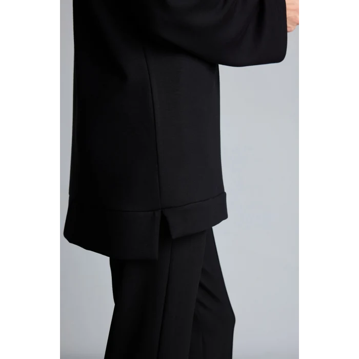 Defacto I4194AXBK81 Siyah Regular Fit Bisiklet Yaka Önü Dikiş Detaylı Uzun Kollu Tunik Basic Sweatshirt