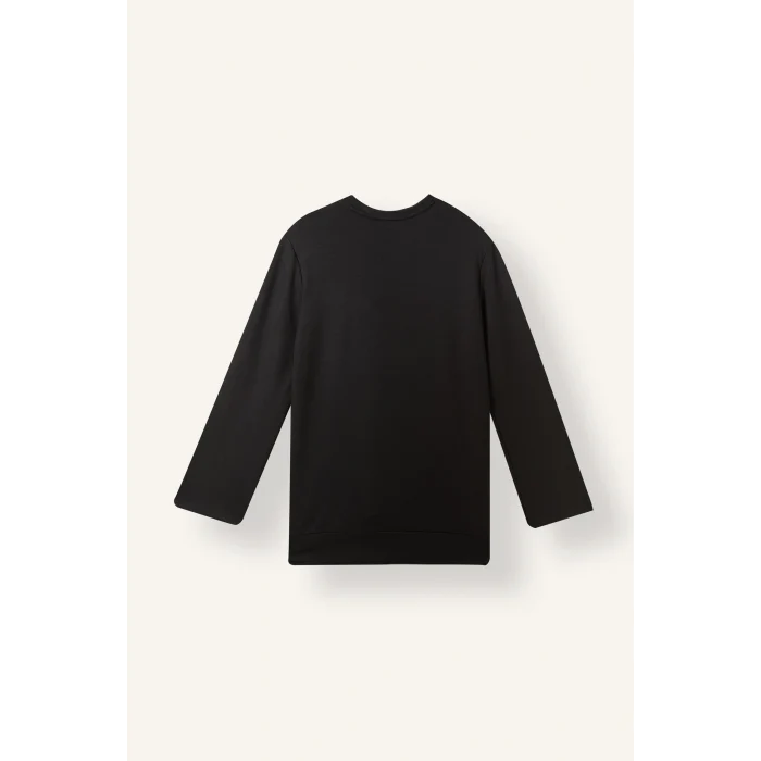 Defacto I4194AXBK81 Siyah Regular Fit Bisiklet Yaka Önü Dikiş Detaylı Uzun Kollu Tunik Basic Sweatshirt