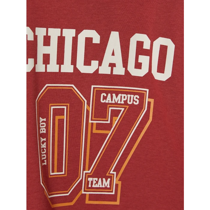 LCW Kids Bordo Baskılı Erkek Çocuk Kalın Sweatshirt