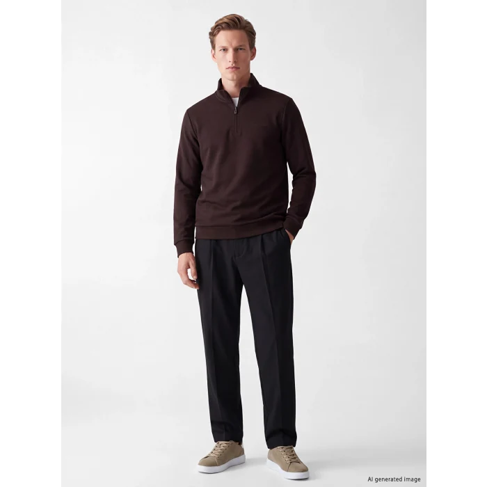 SOUTHBLUE Kahverengi Dik Yaka Erkek Sweatshirt