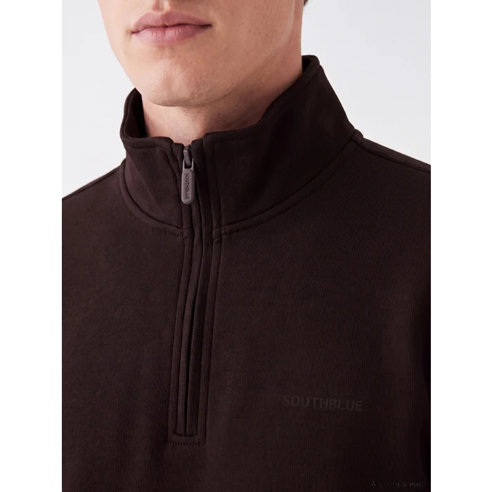 SOUTHBLUE Kahverengi Dik Yaka Erkek Sweatshirt