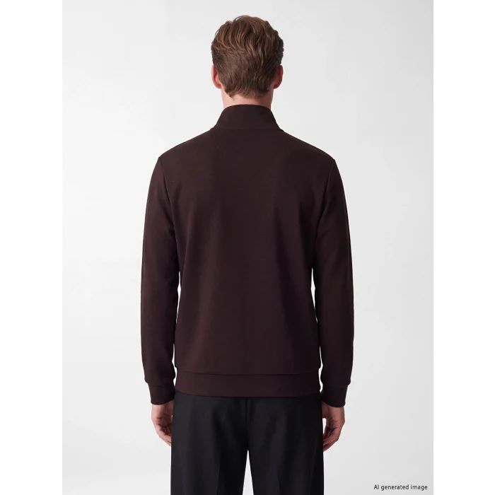 SOUTHBLUE Kahverengi Dik Yaka Erkek Sweatshirt