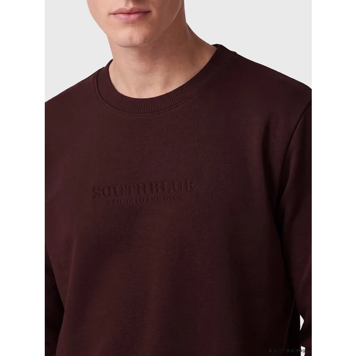 SOUTHBLUE Bordo Bisiklet Yaka Nakışlı Erkek Kalın Sweatshirt