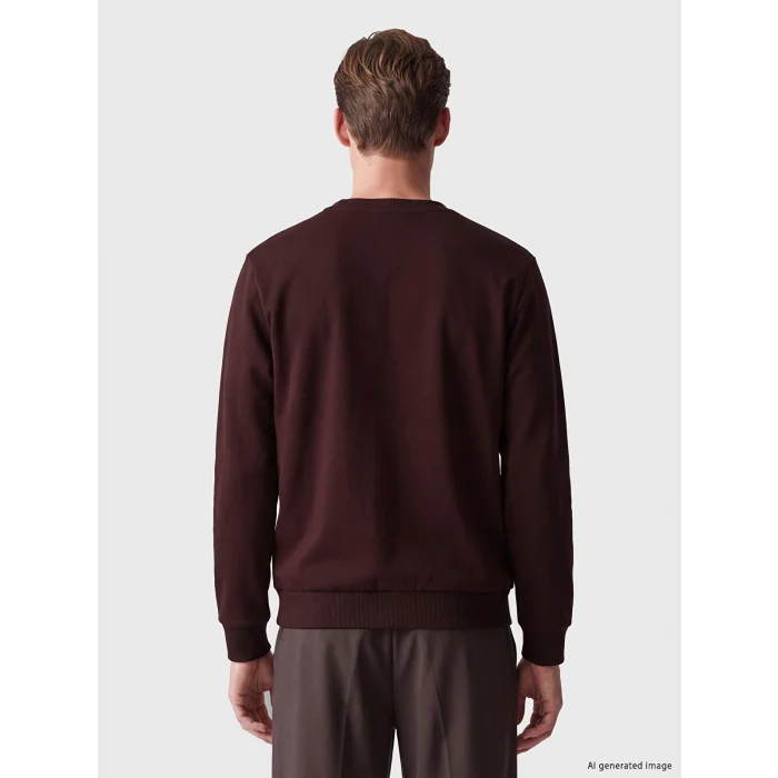 SOUTHBLUE Bordo Bisiklet Yaka Nakışlı Erkek Kalın Sweatshirt
