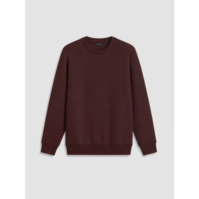 SOUTHBLUE Bordo Bisiklet Yaka Nakışlı Erkek Kalın Sweatshirt