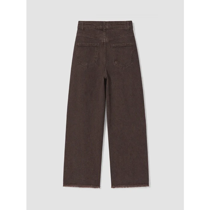 LCW Kids Kahverengi Wideleg Kız Çocuk Jean Pantolon