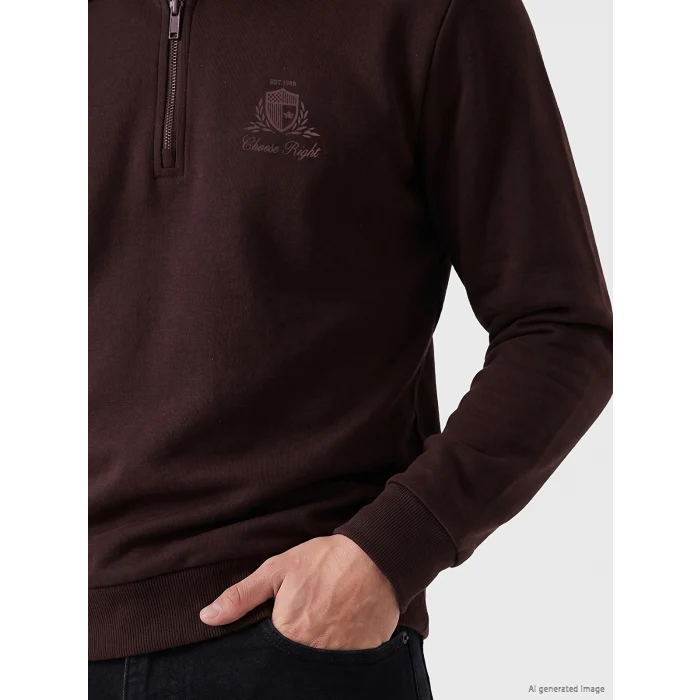 LCWAIKIKI Classic Mürdüm Polo Yaka Erkek Kalın Sweatshirt