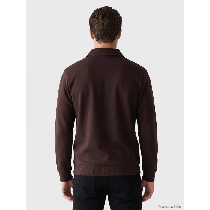 LCWAIKIKI Classic Mürdüm Polo Yaka Erkek Kalın Sweatshirt