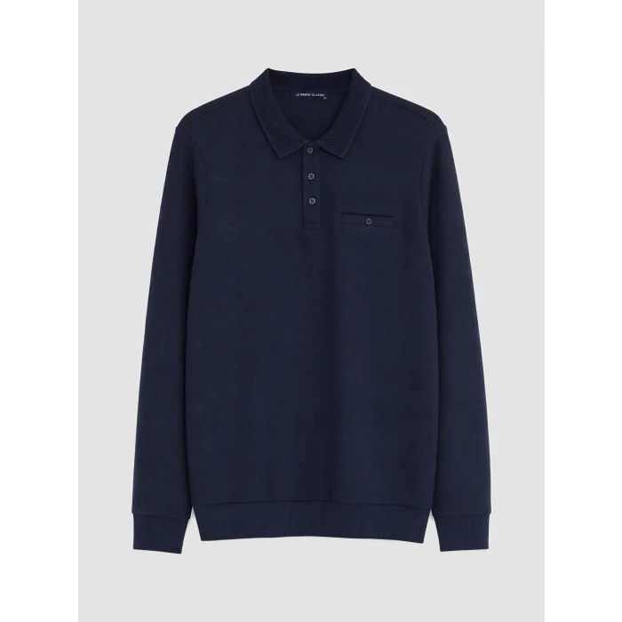 LCWAIKIKI Classic Lacivert Polo Yaka Erkek Sweatshirt