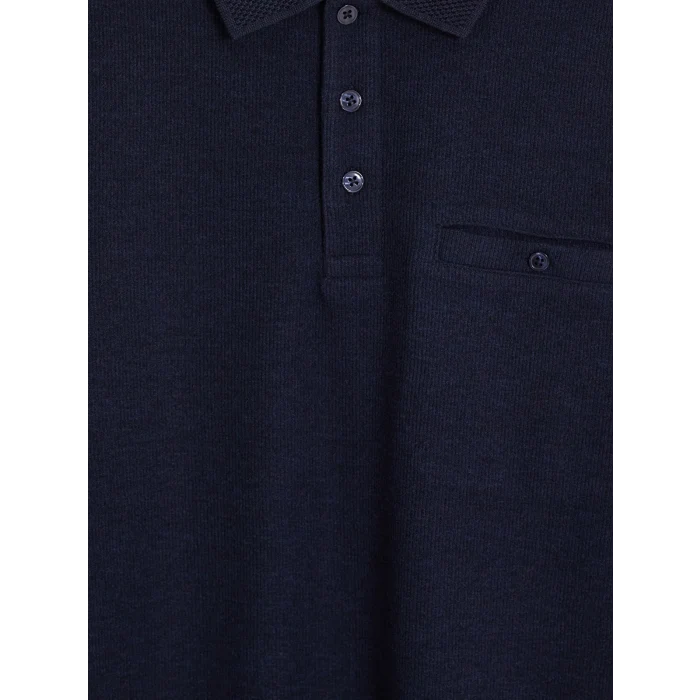 LCWAIKIKI Classic Lacivert Polo Yaka Erkek Sweatshirt